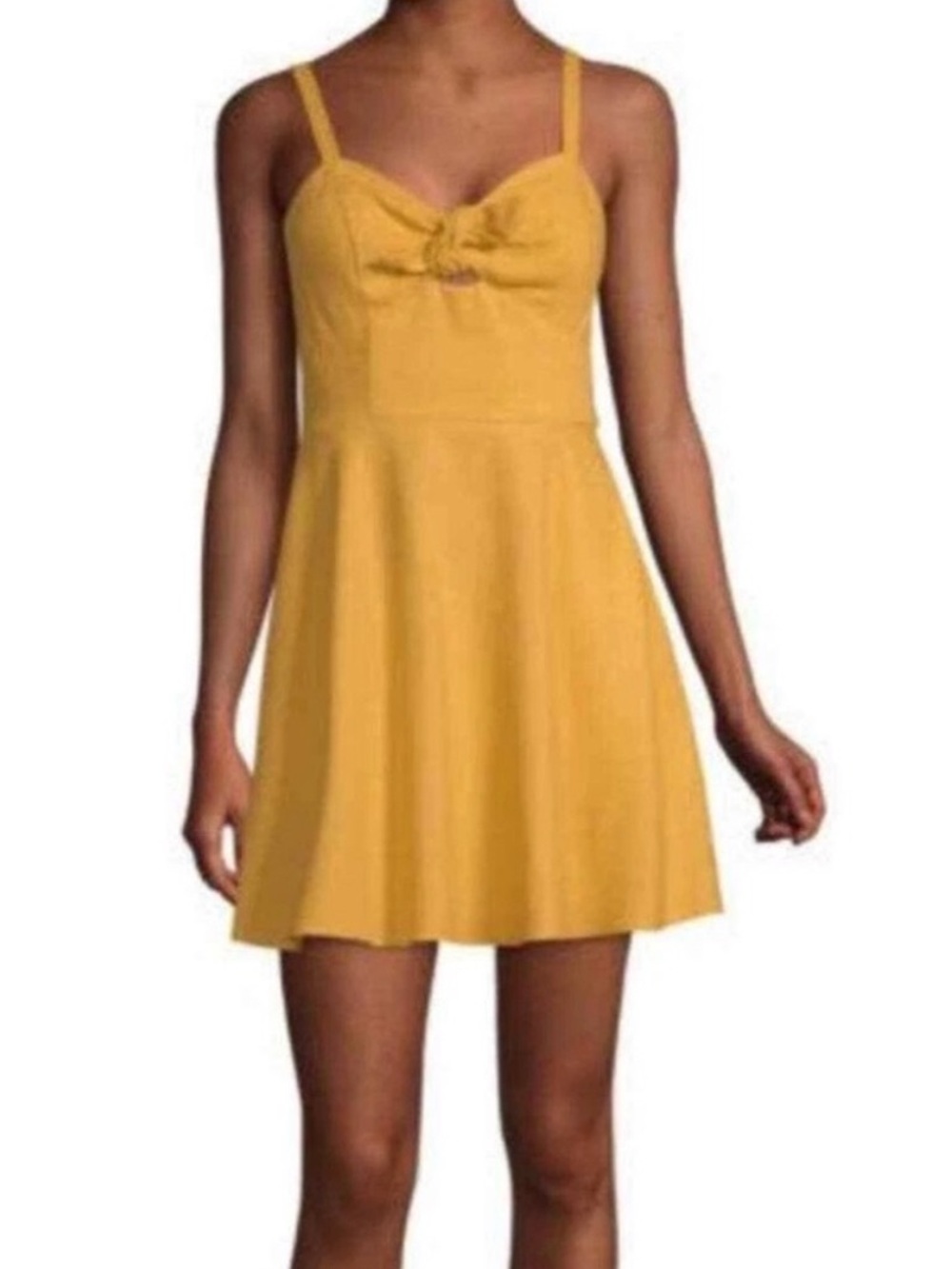Speechless Women’s XXL Yellow Linen Tie Front Sleeveless Summer Dress